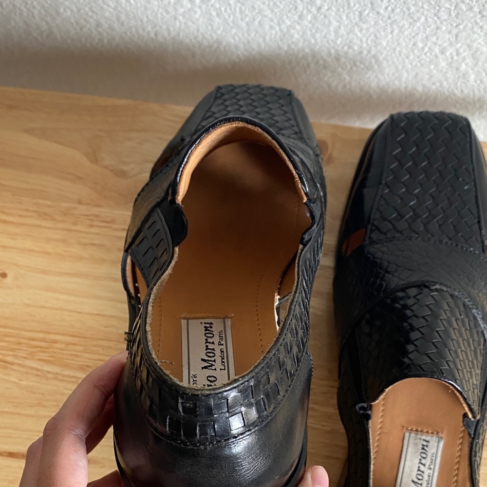 Mario Morroni Black Woven Men's Loafers - Picture 7 of 14